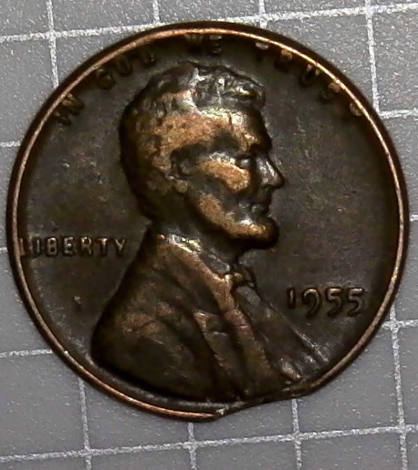 1955-P-Lincoln-Wheat-Cent-Curved-Clipped-Planchet-Found-In-Walmart!